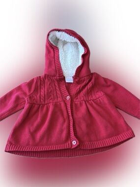 Gymboree Cozy Hooded Baby Cardigan in Red
